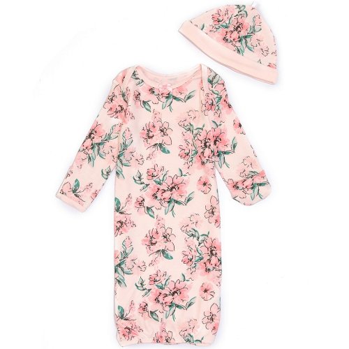 Little Me Baby Girls Dream Floral Sleeper Gown & Hat