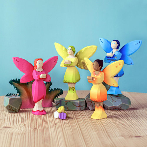 Handmade Woodland Fairies Figurines | Magic Wooden Toys for Imaginative Play | Eco-Friendly Waldorf Inspired