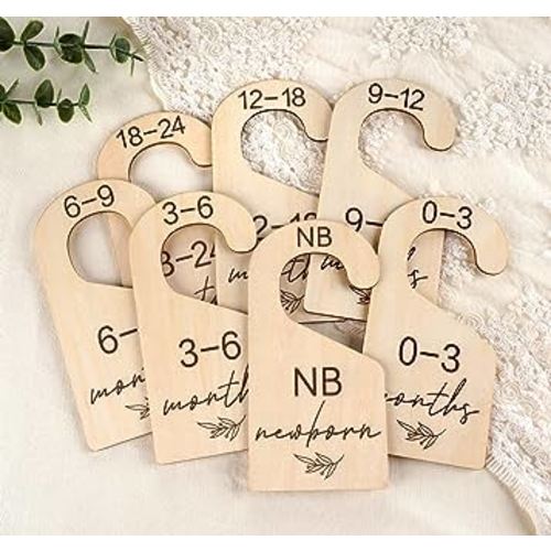 Beautiful Baby Closet Dividers for Clothes Organizer - Wooden Double-Sided Gender Neutral Size Dividers from Newborn to 24M for Nursery Decor & Organization Baby Party Gift Set