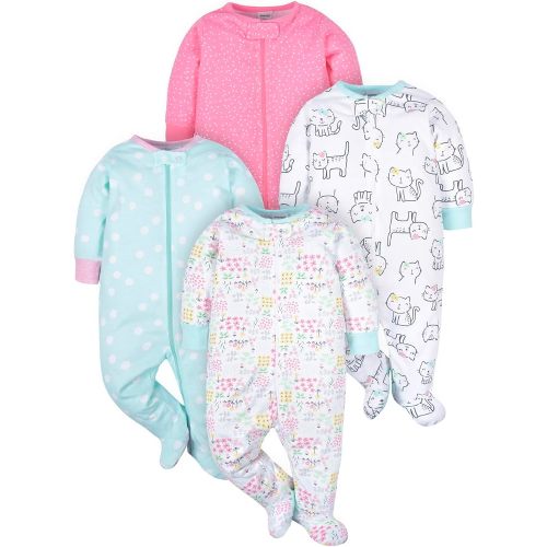 Onesies Brand Baby Girls 4-pack 'N Play Footies Multi And Toddler Sleepers, Cats, 3-6 Months US