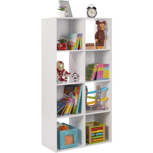 PACHIRA E-Commerce US Storage Cabinet 8-Cube, White Bookcase with Wooden Frame, Open Closet Standing Nursery Book Shelving Organizer Fits 11 Inch Storage Bin