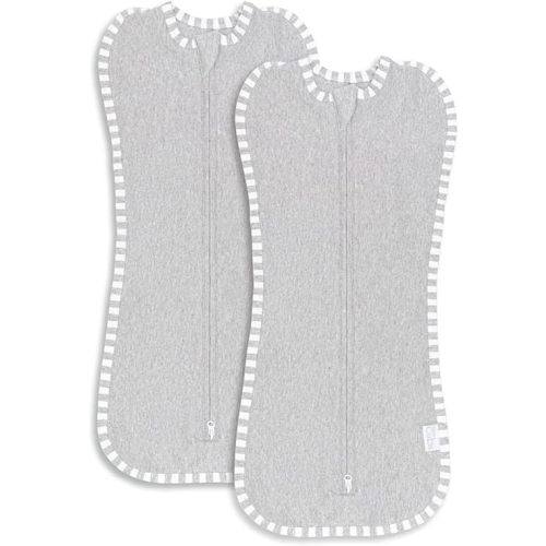 Swaddle Blanket Baby Girl Boy Easy Zipper Wrap 2 Pack Newborn Infant Sleep Sack (Small 0-3 Months, Grey)