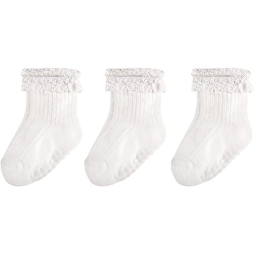 Baby Girl Ruffle Socks Non Slip Grip Socks Toddler Girls Cute Cotton Frilly Ankle Grippy Sock Newborn Infant Kids