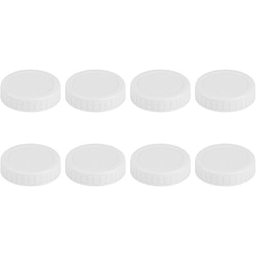 Vaincre White Mason Jar Lids - 8PCS Plastic Mason Lids Regular Mouth, Leak Proof Canning Covers with Silicone Rings for Ball, Kerr and More, Reusable Can Tops Caps Covers for Jars Accessories