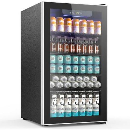 ZAFRO Beverage Refrigerator Cooler - 130 Can Mini Fridge with Digital Temperature Control, LED Lighting for Home, Office, Bar - 3.2 Cu.Ft, Black