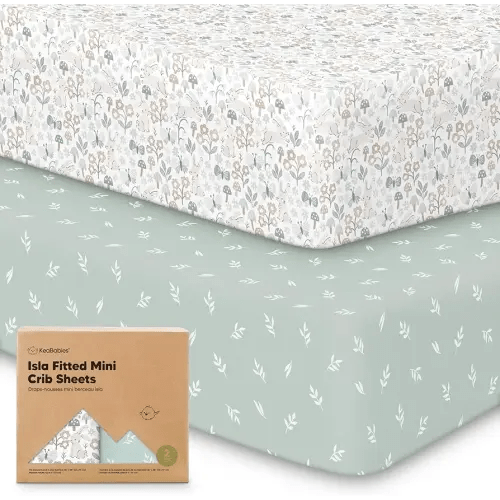 Pack and Play Sheets Fitted, 2-Pack Mini Crib Sheets - Pack N Play Sheets, Organic Fitted Crib Sheet for Pack and Play Mattress, Playard Baby Crib Sheets,Crib Sheets Neutral for Boys,Girls (Prairie)