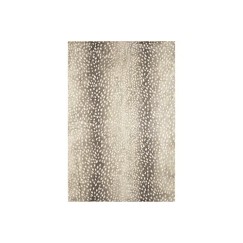 5'x7'6" Rug-Plush Traditional Faux Fur Gazelle Print Stone | Rectangle | Shag | Animal Print | Contract Grade