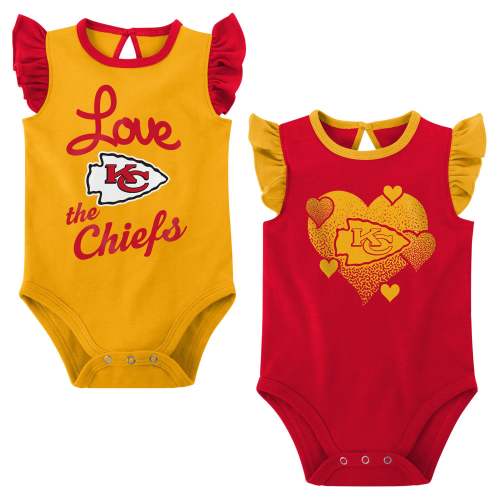 Kansas City Chiefs Girls Newborn & Infant Spread the Love 2-Pack Bodysuit Set - Red/Gold