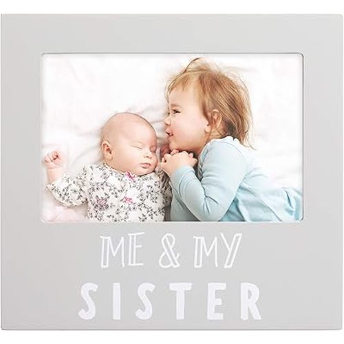 Pearhead Me & My Sister Sentiment Photo Frame, Big Sister or Brother Gift, Sibilng Pictures, Gray