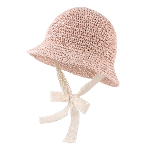 JANGANNSA Baby Girl Straw Hat Outdoor Baby Sun Protection Hats Summer Bowknot Beach Cap for Infant Toddler Girls