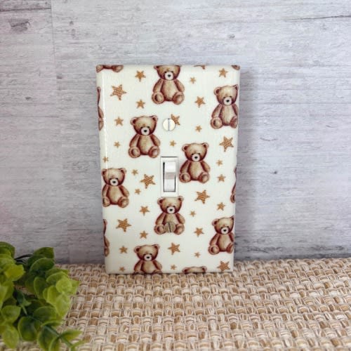 Teddy Bear Nursery Light Switch Cover: Gender Neutral Decor