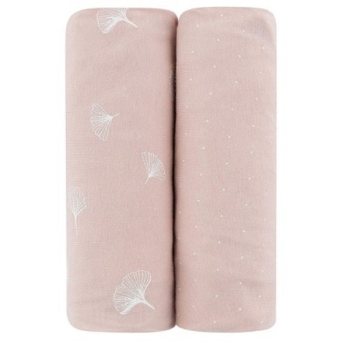 Ely's & Co. Baby Fitted Sheet 100% Combed Jersey Cotton Pink Gingko