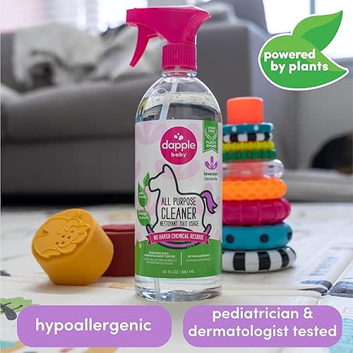 Dapple Baby All Purpose Cleaning Spray, Hypoallergenic for Toys, High Chairs, Swings, Counters, Powered by Plants, 1 Pump Included, Lavender, 30 Fl Oz (Pack of 2)