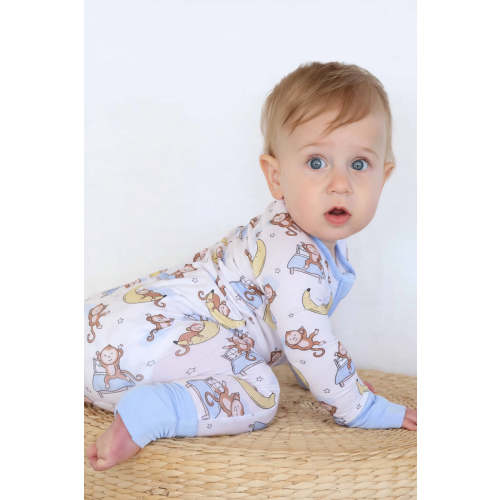 Monkey See Monkey Snooze Convertible Zip Romper | Caden Lane
