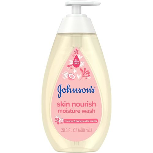 Johnson's Baby Skin Nourish Baby Moisture Wash + Coconut & Honeysuckle Scents Cleanses & Leaves Skin Moisturized, Hypoallergenic Body Wash, Baby Bath Essential, Sulfate-Free, 20.3 fl. oz