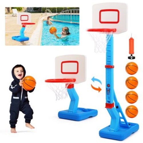 JoyStone 2 in 1 Kids Basketball Hoop, Toddler Basketball Hoop Indoor Mini Adjustable Poolside Basketball Goals with Ball Pump for Boys Girls Outdoor Toys