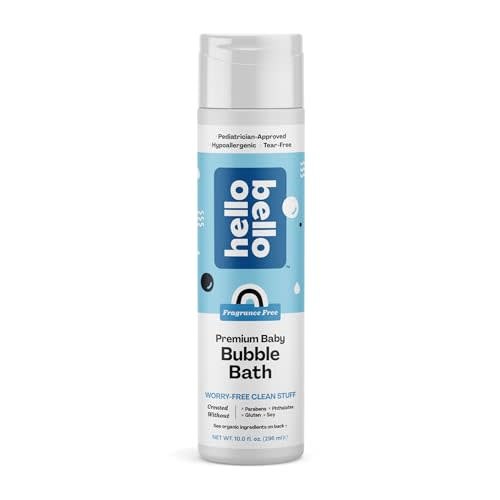 Hello Bello Bubble Bath - Gentle Hypoallergenic Tear-Free Formula for Babies and Kids - Vegan and Cruelty-Free - Fragrance Free - 10 fl oz