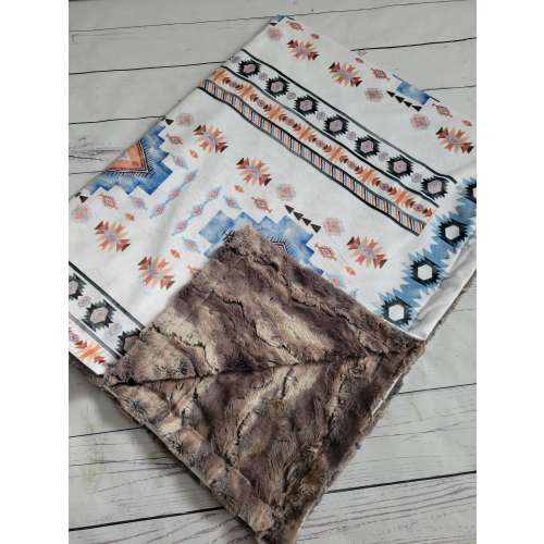 Aztec Driftwood Baby Blanket, Boy Minky Blanket, Baby Shower Gift, Personalized Baby Blanket, Adult Minky Blanket