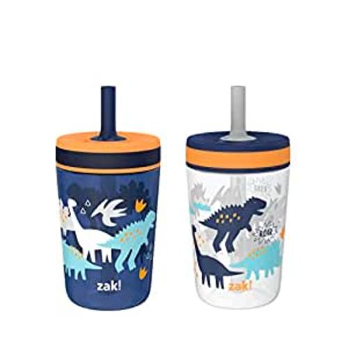 Zak Designs Kelso Toddler Cups For Travel or At Home, 15oz 2-Pack Durable Plastic Sippy Cups With Leak-Proof Design is Perfect For Kids (DinoRoar, Zaksaurus) : Baby