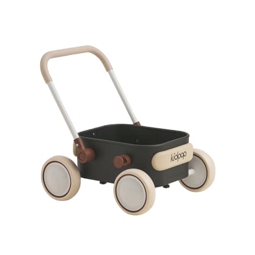 PULA Baby Push Walker with Wheels Toddler Wagon for First Learner Baby Toys 6-12 Months, 1 Year Old Birthday Gifts, Indoors and Outdoors (Black)