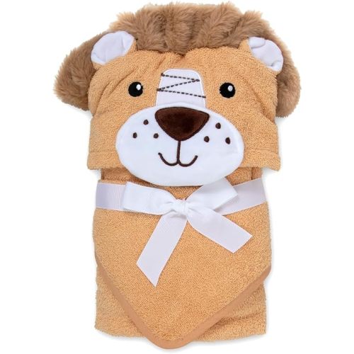 Baby Animal Hooded Towel and Washcloth Set for Newborns, Infants, Toddlers Boys and Girls 3-24 Months (Lively Little Lion)