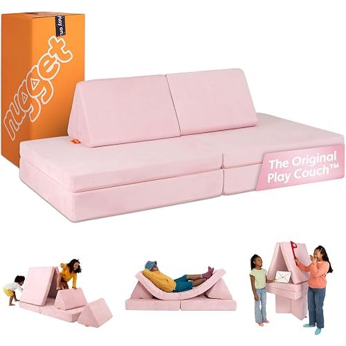 Nugget - The Original Play Couch for Kids - Modular Foam Children's Sofa for Playroom, Imagination, & Creative Open Ended Play - Washable & Convertible Playroom Furniture, Heartthrob