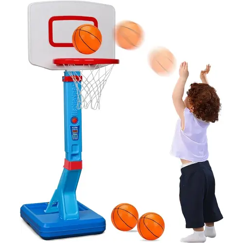 Toddler Basketball Hoop Outdoor Indoor Mini Adjustable Basketball Goal with Ball Pump Kids Outside Backyard Game Inground Poolside Basketball Toy for 1 2 3 4 5 Year Old Girl Boys Birthday Gift