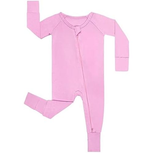 GUISBY Rayon Baby Footless Pajamas, Long Sleeve with 2 Way Zippers Rompers Sleepers