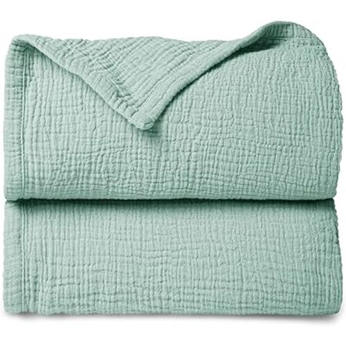 Lulu moon Muslin Baby Blanket Quilt - Crib Blanket for Toddlers 47"× 47" Sage
