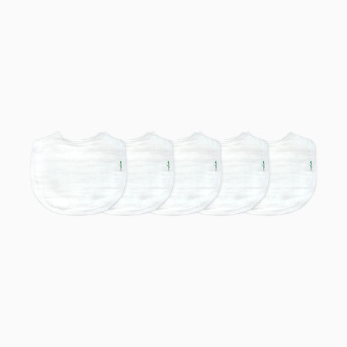 GREEN SPROUTS Organic Muslin Bibs (5 Pack) - White Set