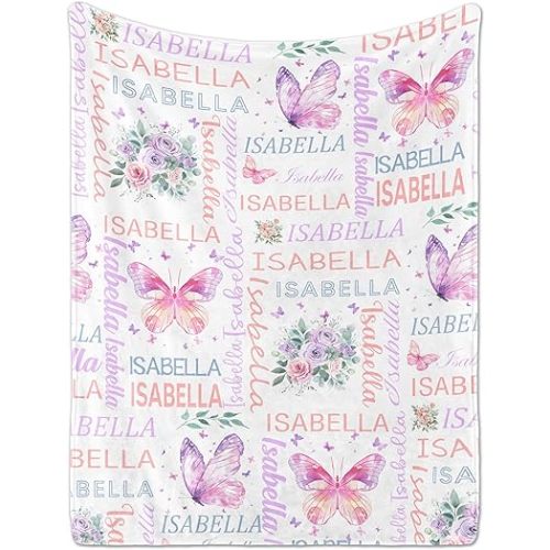 Personalized Baby Blanket- Custom Baby Blanket with Name for Girls and Boys, Super Soft Plush Fleece, Personalized Baby Gifts, Customized Name Blanket for Newborn