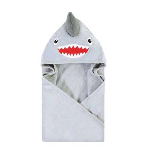 Hudson Baby Infant Boys Cotton Animal Face Hooded Towel, Shark, One Size