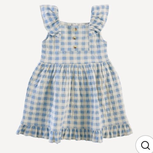 quilted party dress | blue gingham | bamboo