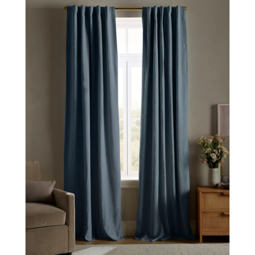 European Linen True Blackout Curtain in Dark Flax