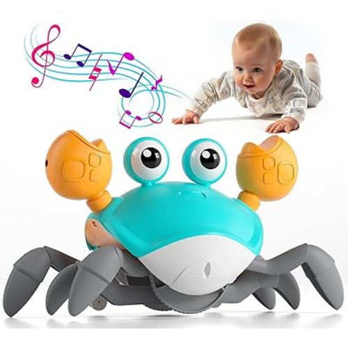 Crawling Crab Baby Toy - Infant Tummy Time Crab 3 4 5 6 7 8 9 10 11 12 Crab Toys for Babies Boy 3-6 6-12 Learning Crawl 9-12 12-18 36 Months Walking Toddler Development Birthday Gifts with Dancing