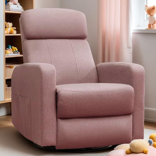 Korser Power Swivel Recliner Chairs for Adults, Electric Glider Rocking Chair Nursery, Glider Recliner Nursery Chair with Classified Side Pocket, Nursery Rocking Chairs with USB and Type-C Ports