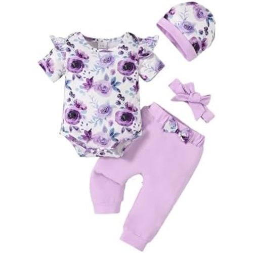 Baby Girl Clothes Newborn Infant Outfits Cute Summer Clothes Spring Romper Set+Hat+Headband