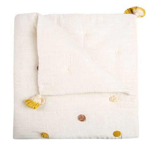 Crane Baby Pom Pom Quilted Baby Blanket - STYLE: KENDI