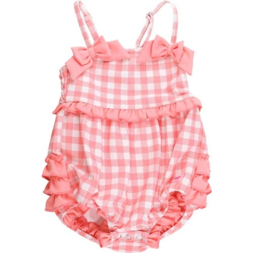 UPF50+ One Piece Bow Bubble Romper Swimsuit, 6-12M