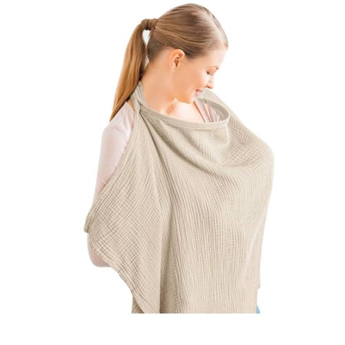 Konssy Muslin Nursing Cover for Baby Breastfeeding, Breathable 100% Cotton Breastfeeding Cover with Rigid Hoop for Mother Nursing Apron, Multi-use Carseat Canopy (Summer Wheat)