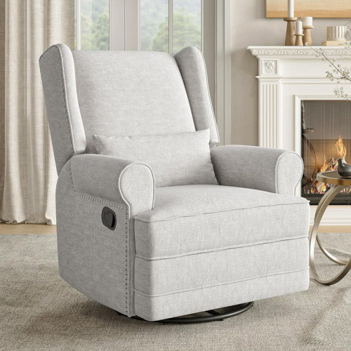 34" Wide Upholstered Manual Swivel Rocking Recliner