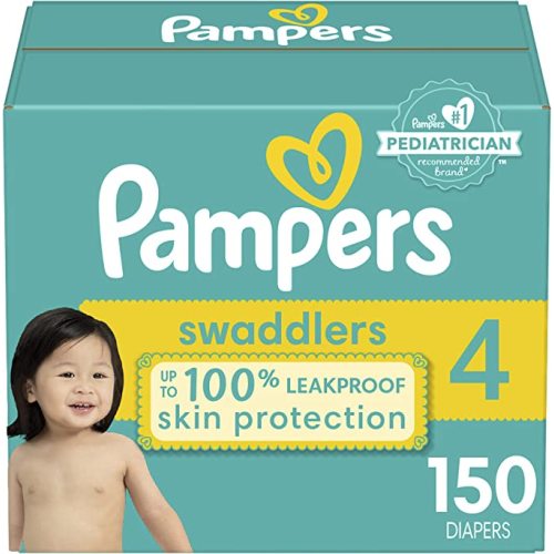 Diapers Size 4, 150 Count - Pampers Swaddlers Disposable Baby Diapers (Packaging & Prints May Vary)