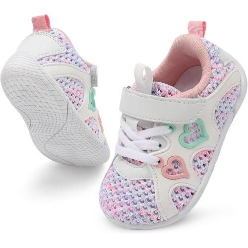 JIASUQI Toddler Shoes for Baby Girls Sneakers Barefoot Walking Shoes Running Tennis Shoes
