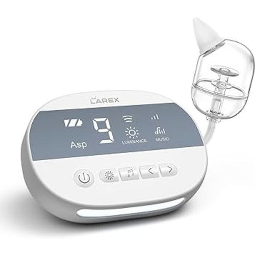 Larex Electric Baby Nose Sucker, Rechargeable Nasal Aspirator for Baby, Nose Suction for Baby with 9 Levels of Hospital-Grade Suction, Automatic Nose Cleaner & BPA Free, Safe for Infants and Toddlers