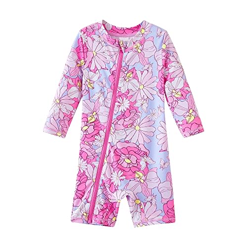 UMELOK Baby Girls' One Piece Swimsuit Full Zip UPF 50+ Sun Protection Swimwear Rash Guard Swim Suit