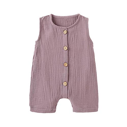 Cecobora Infant Newborn Baby Boys Girls Cotton Linen Romper Summer Jumpsuit Sleeveless Overalls Clothing Set