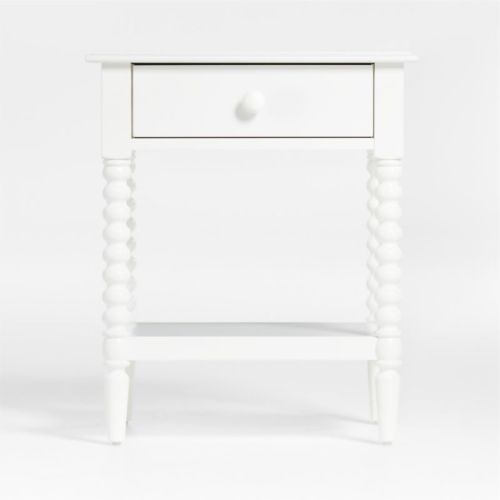Jenny Lind White Wood Spindle Kids Nightstand with Drawer