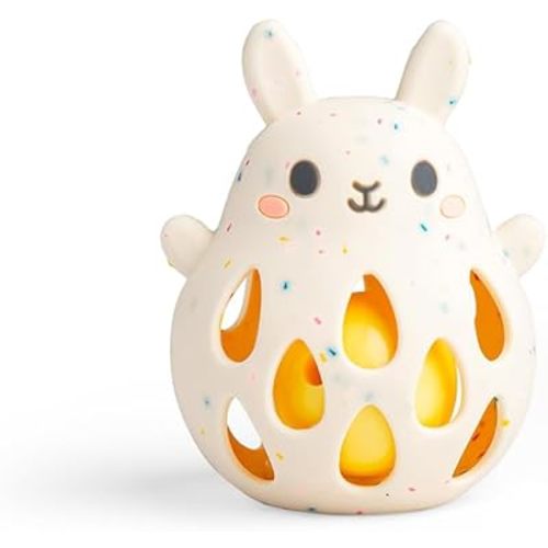 Tiger Tribe: Silicone Rattle - Bunny - Soft Silicone, Food-Grade Safe Materials, Newborn, Soothing Sensory Toy, Infant & Baby Ages 0+ mo.