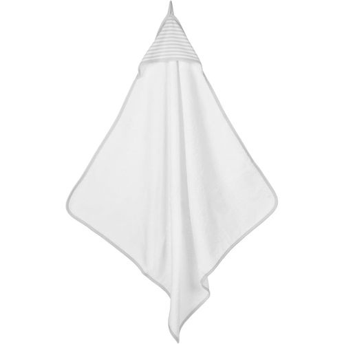 Under the Nile Organic Cotton Baby Deluxe Hooded Towel Striped (Grey Stripe with Grey Trim)