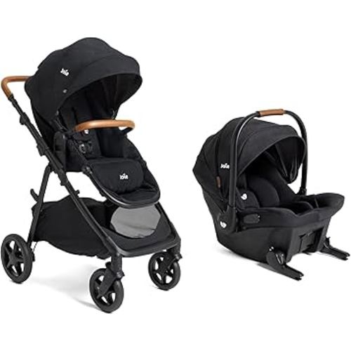 Joie™ Ginger™and Mint Latch™ Travel System – 4-in-1 Travel System with Base-Free Infant Car Seat & Stroller, Built-in Latch for Easy Install and an Included All-Terrain Stroller (Shale Dark)